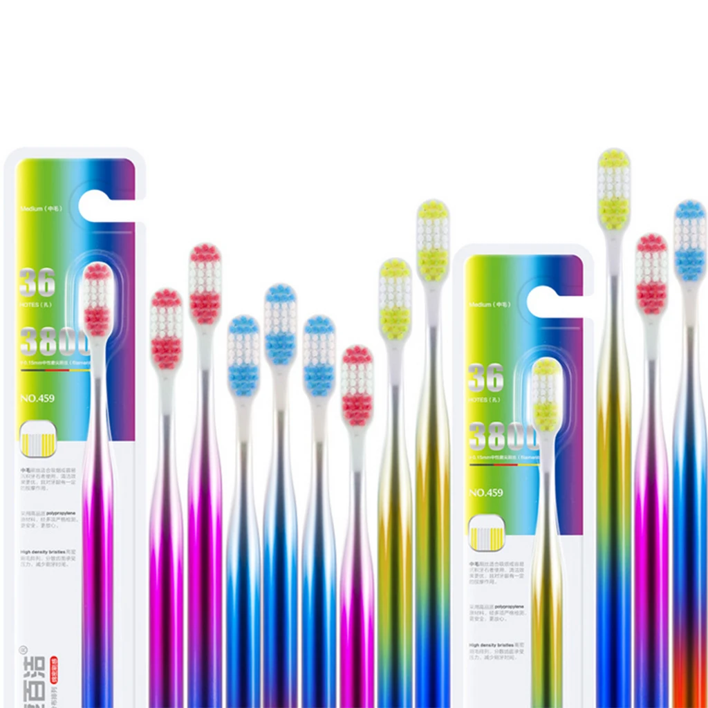 12 X Unisex Toothbrush Double Colorful Hard Bristles Tooth Brush For Travel Hotel