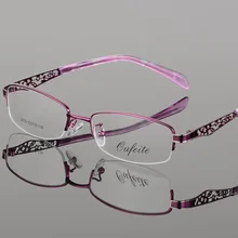 Высококачественная Женская оправа для очков, металлическая полуоправа, оправа для очков, сплав, ультрасветлые при миопии, оправа для очков