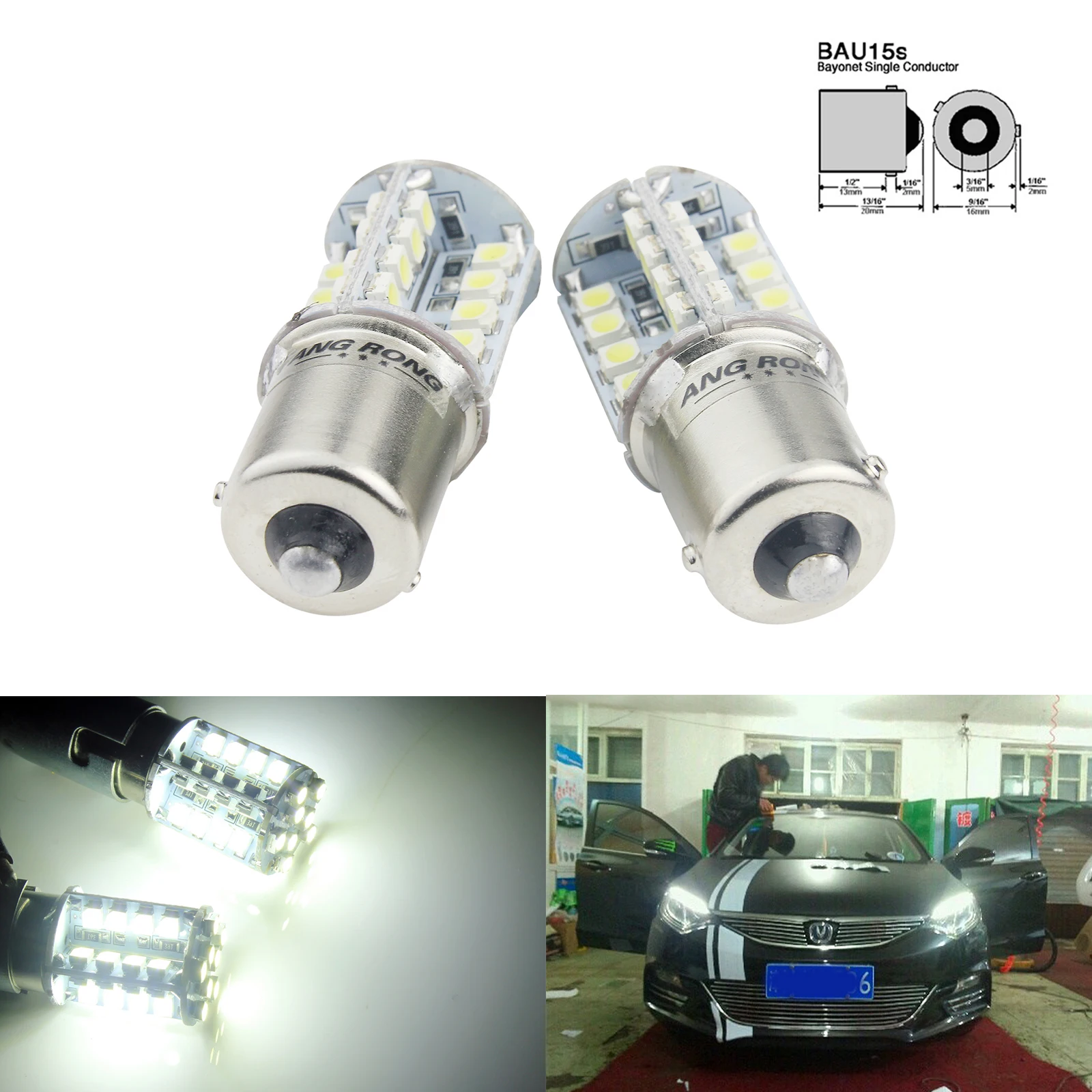 ANGRONG 581 PY21W BAU15s шарообразные 40 SMD светодиодный фонарь бокового свечения спереди индикаторная лампочка для светильников led DRL