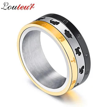 

LOULEUR Hot Sell Rotatable Zodiac Ring for Men Punk Rock Stainless Steel Party Bands Male Ring Fashion Jewelry Anillos