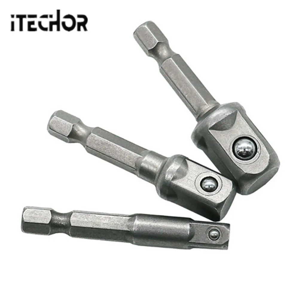 

iTECHOR 3 Pieces 50MM Hexagonal Handle Square Head CR-V Sleeve Connecting Rod Drill Nut Driver Converted Extension Rod S