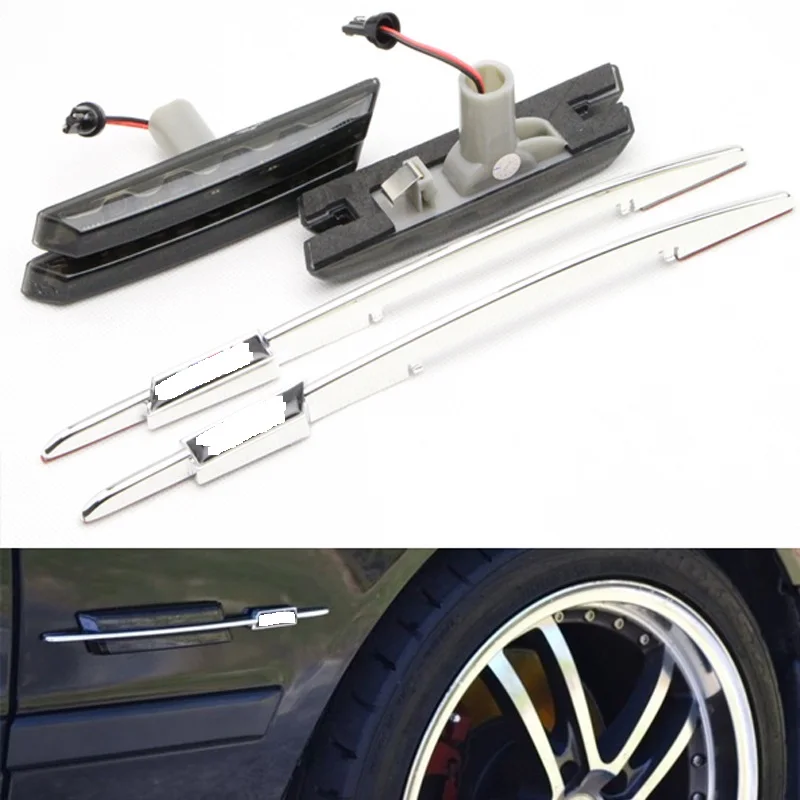 

Fenders Smoke LED Side Marker Lights Turn Signals M Logo For BMW E46 LCI 3 Series