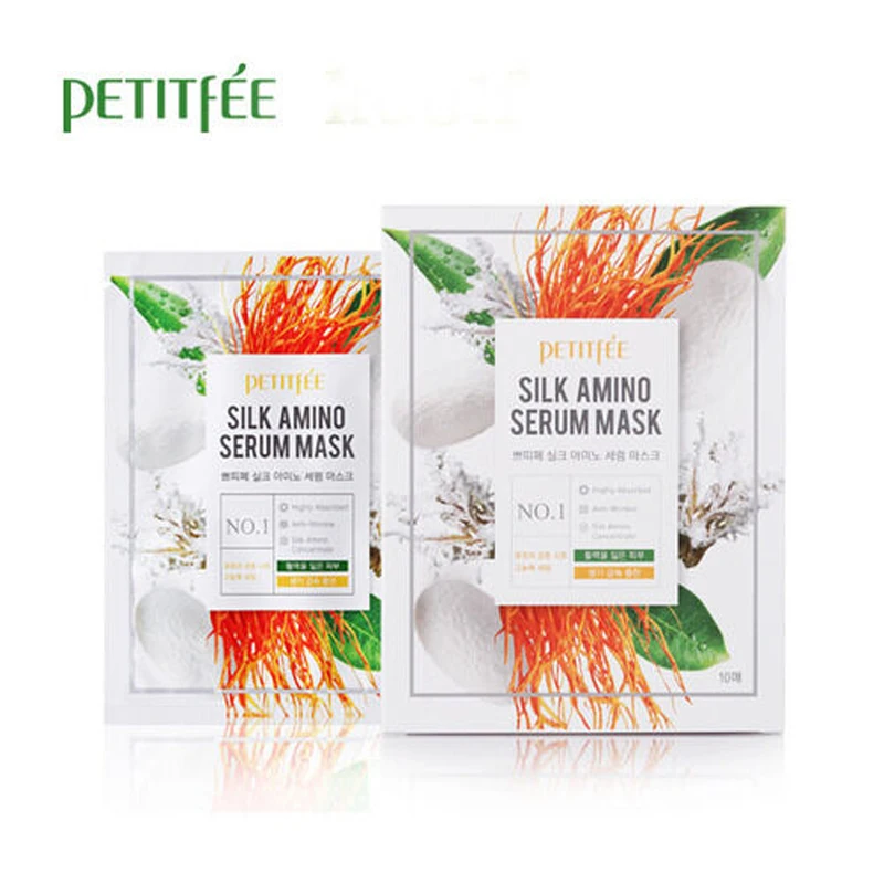 PETITFEE Silk Amino Сыворотки маска 10 шт. аминокислота натуральная для лица белки Уход за