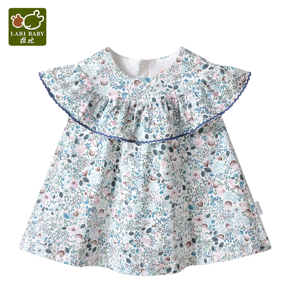 

LABIBABY Girls Floral Dress Flower Print Cotton Summer Princess Cute Party Birthday Gift Clothes