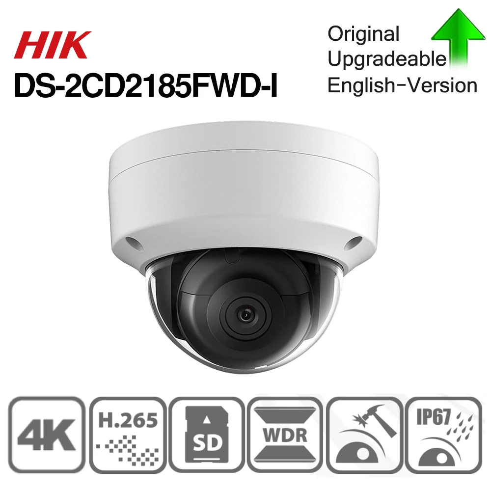 Предпродажа Hikvision оригинальная ip-камера DS-2CD2185FWD-I 8MP Сетевая купольная POE H.265 CCTV IP камера; sd-карта слот IK10 IP67 10 шт./лот