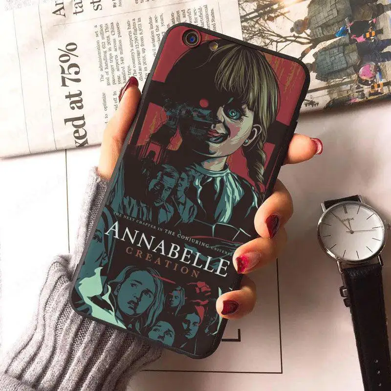 Чехол MaiYaCa Annabelle из фильма ужасов с цветным рисунком для iphone X, 8, 8 plus, черный чехол, 7, 7 plus, 6, 6s