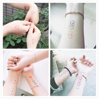 

30pcs/set Waterproof Temporary Tattoo Sticker Colorful Smiling Face Rainbow Heart Tatoo Sticker for Body Arm Hand Fake Tattoo