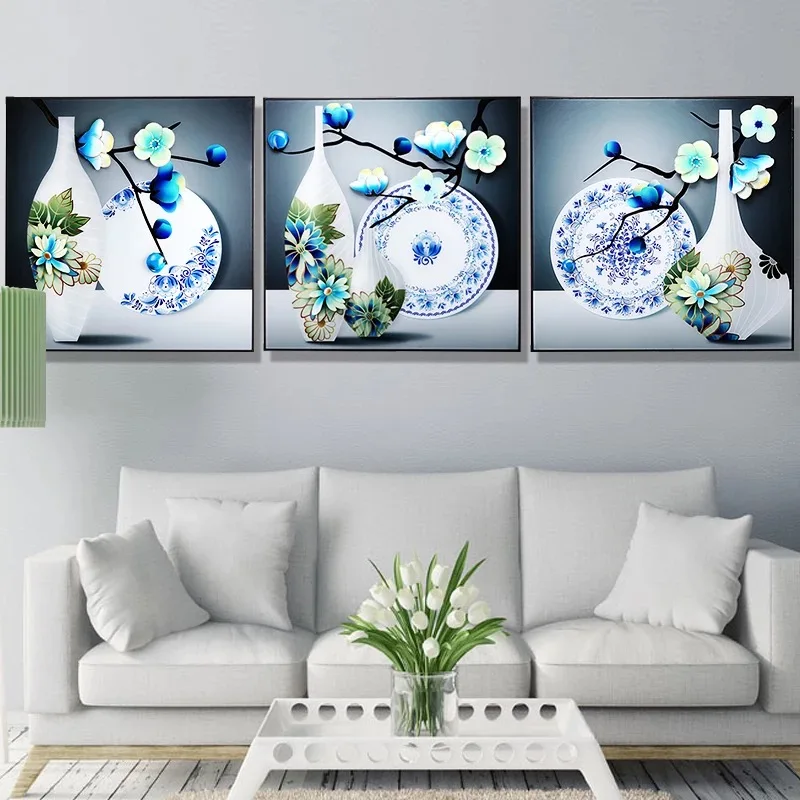 

3 pieces Beautiful Vase Pattern diy Diamond Painting Cross Stitch Modern Diamond Mosaic Living Room Restaurant Wall Decoration