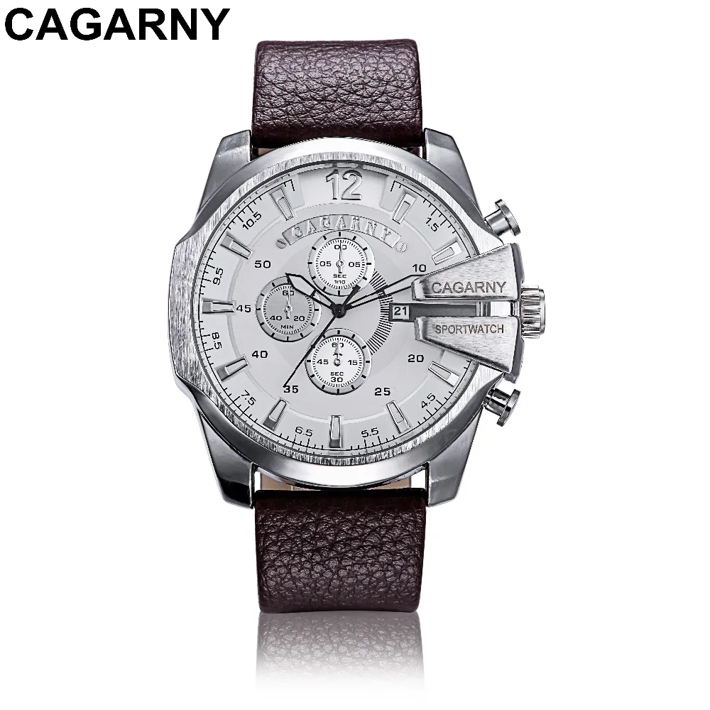 Reloj Hombre Роскошные Брендовые мужские часы CAGARNY с кожаным ремешком кварцевые часы военные спортивные мужские часы Relogio Masculino