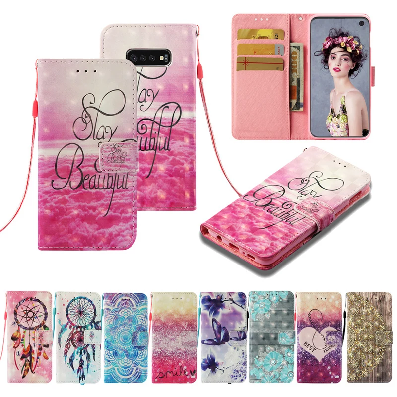 

Luxury 3D Pattern Leather Wallet Flip Case Soft TPU Phone Silicone Cover Shell Coque Fundas for Samsung Galaxy S10 Lite/Plus
