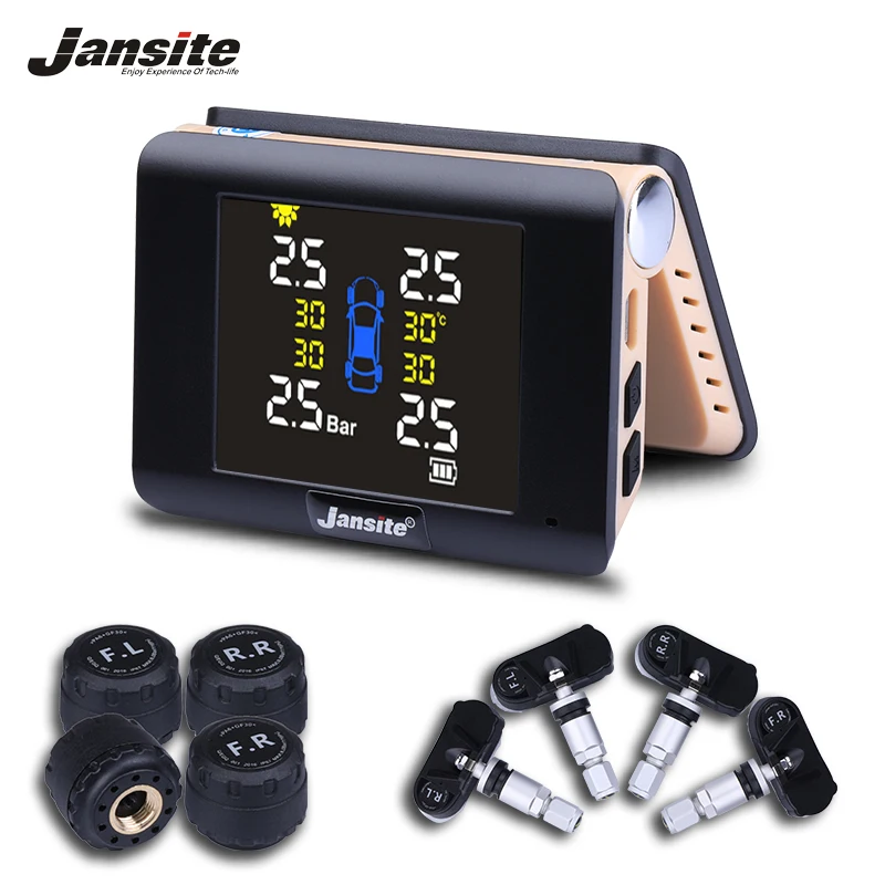

Jansite Car TPMS Tire Pressure Monitoring Intelligent System Windshield SZM Solar Power USB LED Display Built-in or External