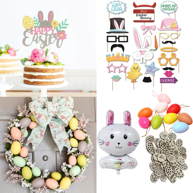 

Easter Decoration Bunny Rabbit Balloon Cake Topper Photo Booth Props Easter Decorations for Home Easter Eggs Decor Supplies