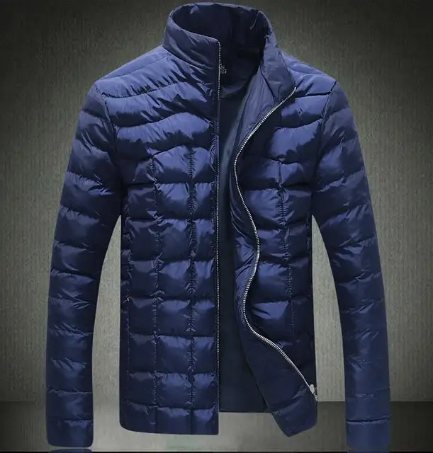 Cheap Blue blue grey stand collar thicken warm plaid Cotton-padded jacket casacos masculino jackets for men clothes brands short coats