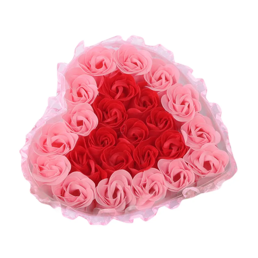 24 шт сердце ароматизированное мыло для ванны Лепестки розы свадебные украшения подарок F1115