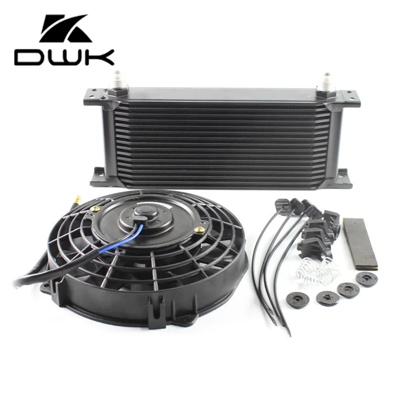 

DWK-Universal 16 Row AN10 16Rows Engine Oil Cooler+ 7" Oil Cooler Fan OA-16BK-F