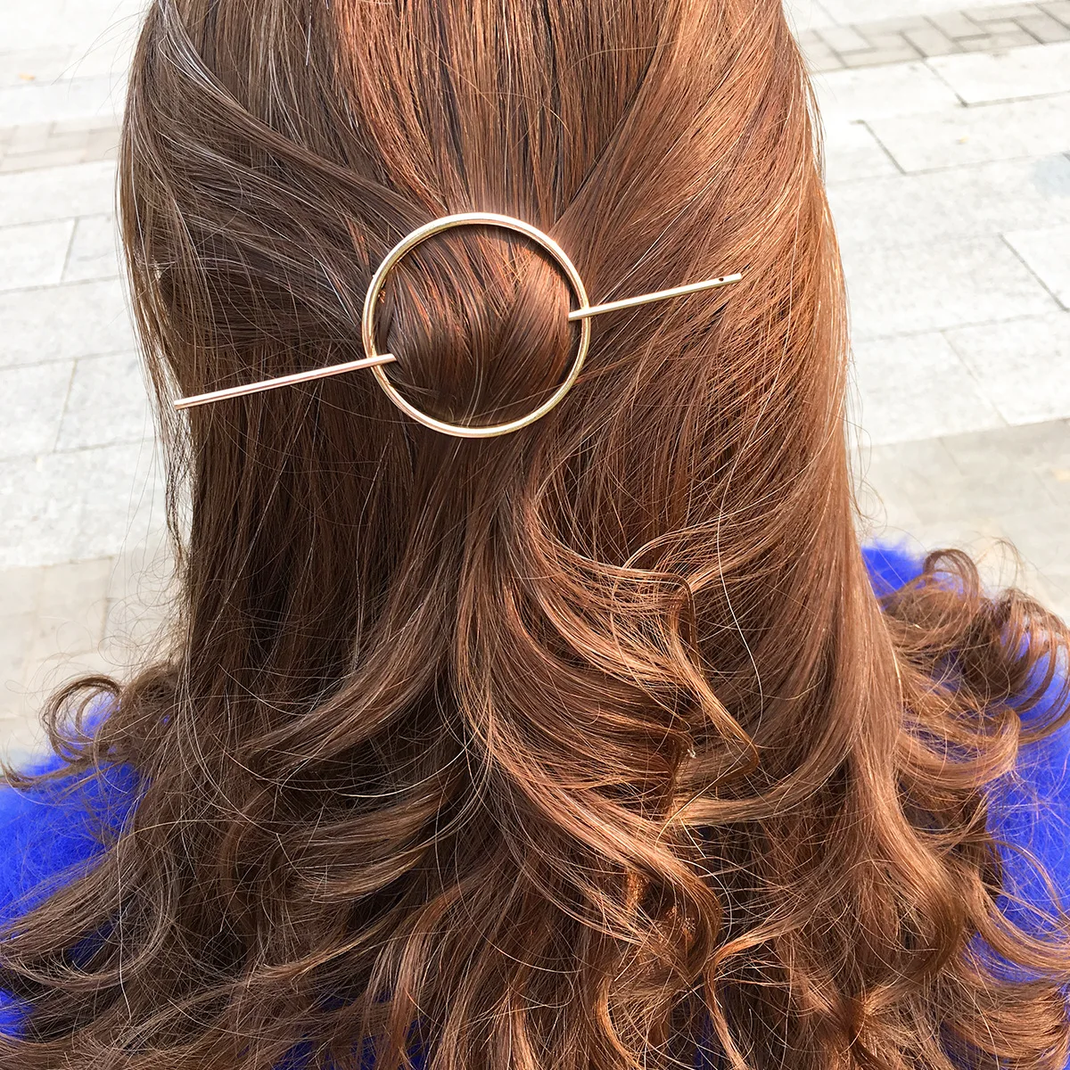 Fashion hair accessories geometric round hollow hairpin headwear circle hairpin jewelry