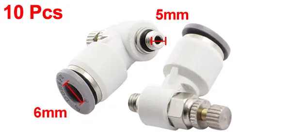 10Pcs SL6-5 5mm Male Thread 10mm Tube Pneumatic Flow Control Valves