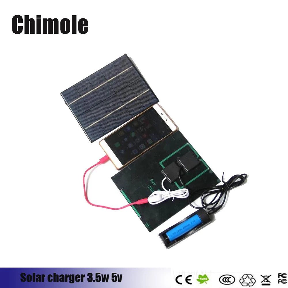 Chimole 3.5W 5V Solar Panel Charging For 18650 Rechargeable Battery+Solar Cell power bank