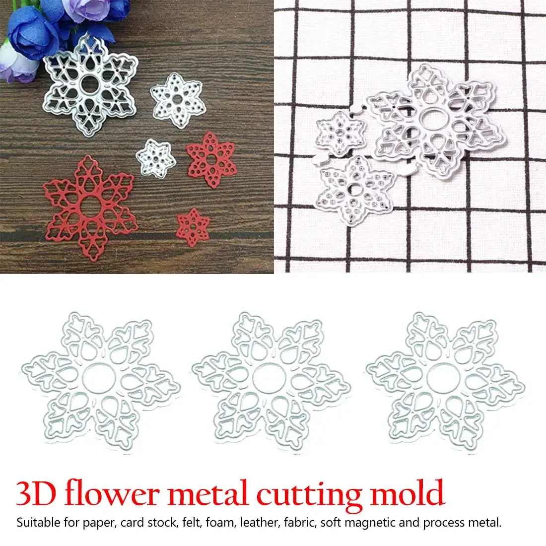 

3pcs/set 3D Flower Metal Cutting Die Stencils for DIY Scrapbooking Album Decorative Embossing Hand-on Paper Cards Sliver