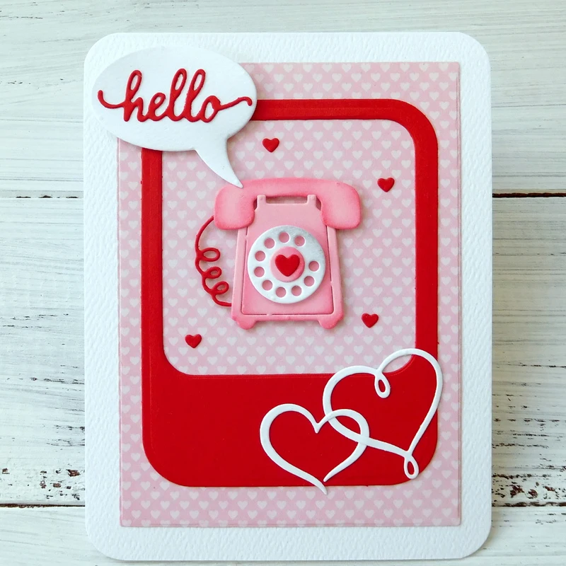 

Hello Telephone Die Cut Silver DIY Embossing Template Paper Card Photo Making Scrapbooking Stencil Decoration Handmade Craft