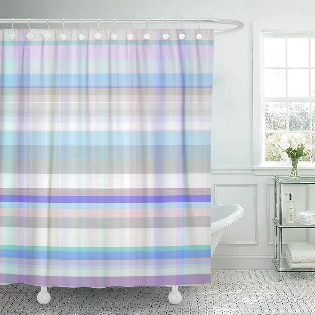Shower Curtains Bathroom Curtain Abstract Blue of Plaid Pattern