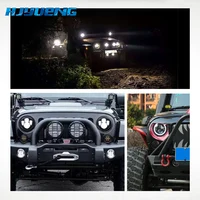 led פנסים פנסים 7" גבוה LED פנסים 60W נמוך Beam LED H4 Halo רכב Angel Eyes DRL אמבר Running Lights עבור ג
