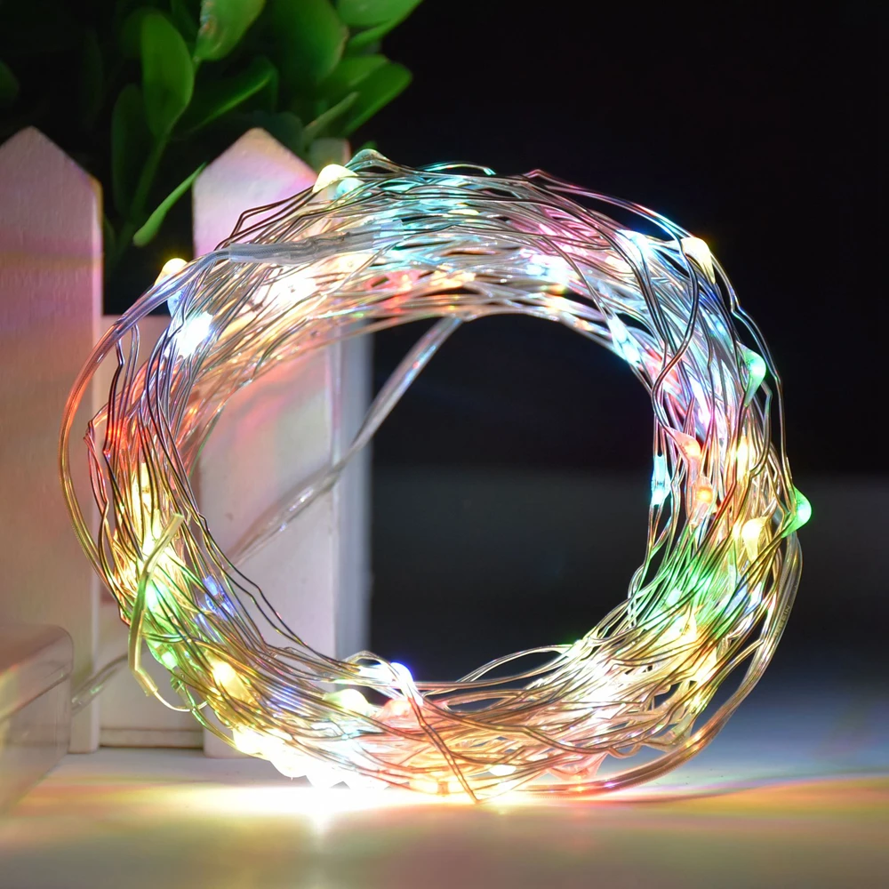 

LED String lights 10m Silver Wire Garland Home Christmas Wedding Party Decoration Powered by 3V Battery Fairy light