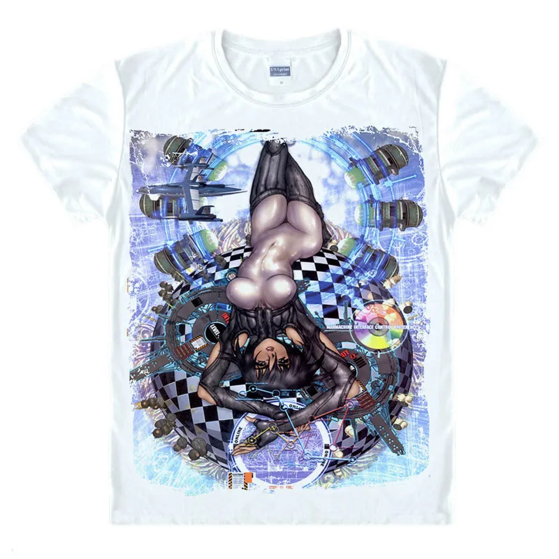 

Ghost in the Shell T Shirt Kusanagi Motoko STAND ALONE COMPLEX Virus Hack Japan hot Anime DIY T-shirt For MEN Women Tshirt White
