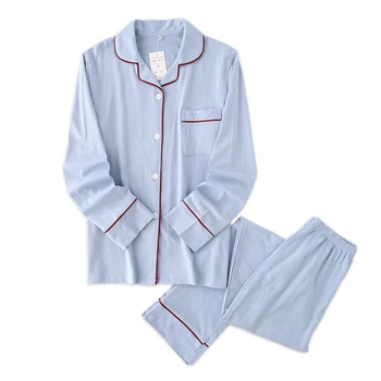 

Pure color 100% cotton pajamas set autumn new set couple pyjama winter woman pyjamas long-sleeve home clothes women