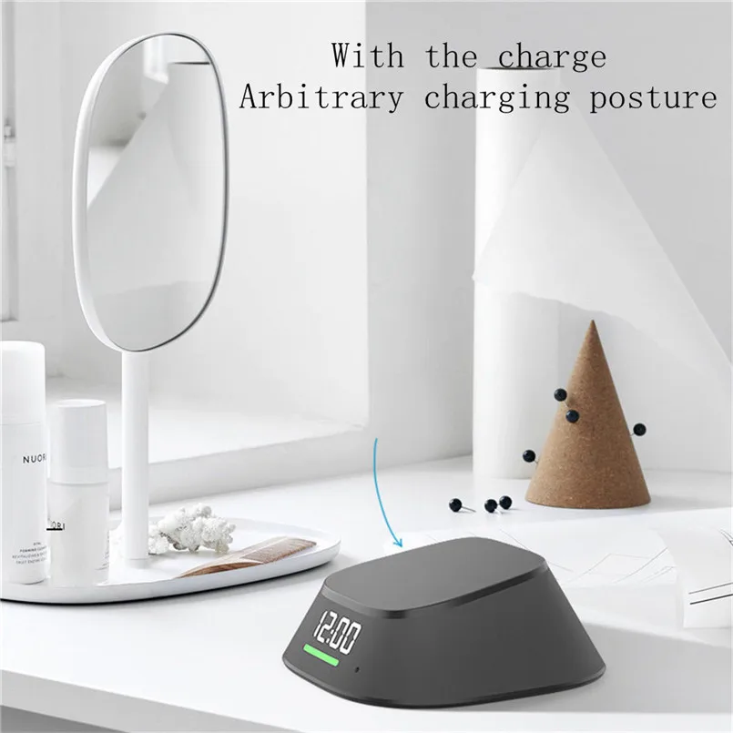 Qi 5W 10W Wireless Charger Fast Pad Charging Base LED Clock For IPhone Xs For Samsung S10 Wireless Charger 40MAY0105