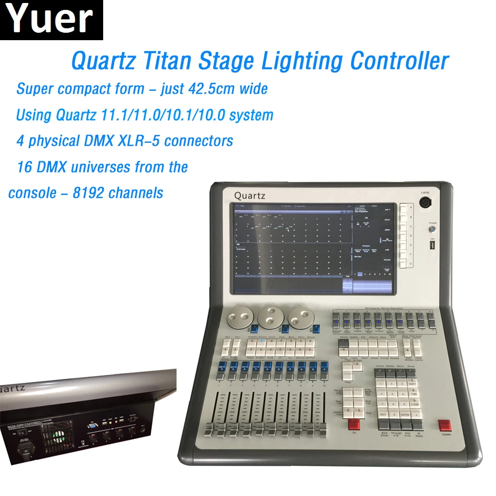 

Free Shipping dmx Console DMX 512 Controller Titan 11.1/11.0System 12.1'' touch screen Super compact form 8192 DMX Channels