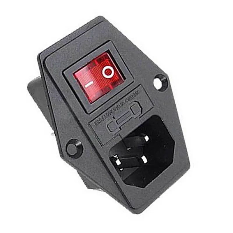 1PC 250V 10A Male AC Power Cord Inlet Plug Socket With Rocker Switch Fuse Holder SA179re