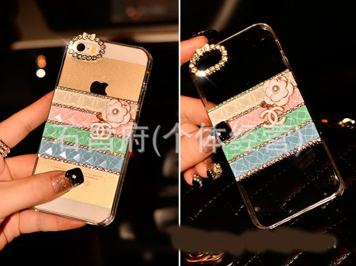 New iphone6|6plus|5 5s|4 4s rhinestone case transparent bottom colors free shipping |