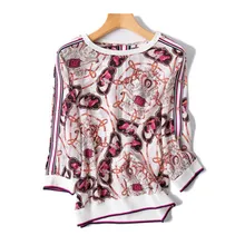 Однотонная шелковая трикотажная Женская модная свободная футболка с принтом на спине/плече, однобортный с коротким рукавом, цвет розовый, красный, один размер