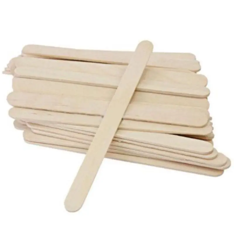 Shellhard 50pcs Disposable Tongue Depressors Wooden Hair Removal Tattoo Waxing Stick Tongue For Beauty Tools 114mm x 10mm x 2mm