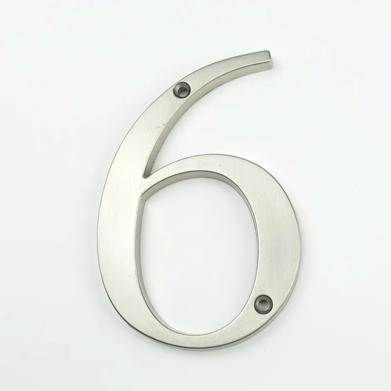 

Satin Nickel 101mm Height House Number House Door Address Number Digits Zinc Alloy Screw Mounted Big Door Address Sign #6