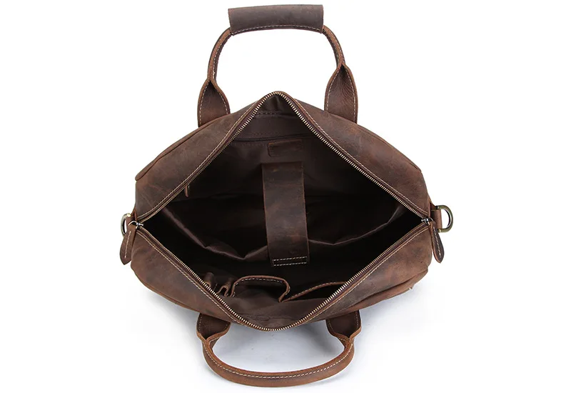 Nesitu коричневый Винтаж Пояса из натуральной кожи Crazy Horse кожа Для мужчин Портфели Курьерские сумки 14 ''портфель для ноутбука сумка # m3901