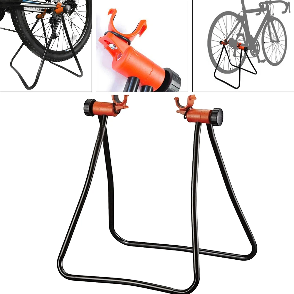 

Display Vertical Maintenance Floor Bike Holder Foldable Parking Rack Holding Rings Adjustable Height Repair Stand Bicycle