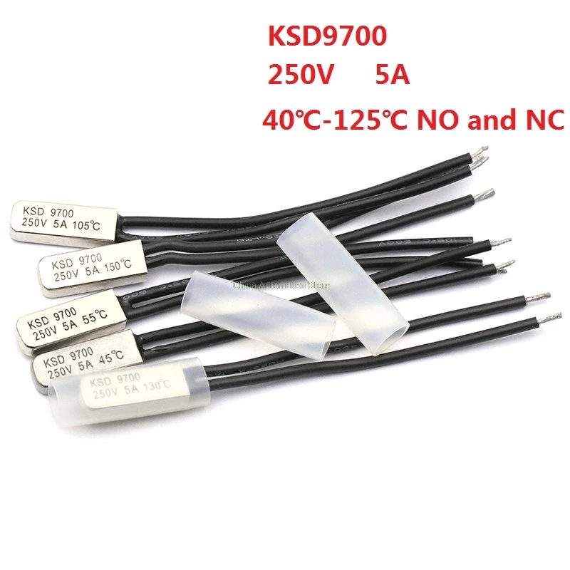 5pcs Ksd9700 250v 5a Bimetal Disc Temperature Switch N O Thermostat Thermal Protector 40 135 Degree Centigrade Switch Aliexpress