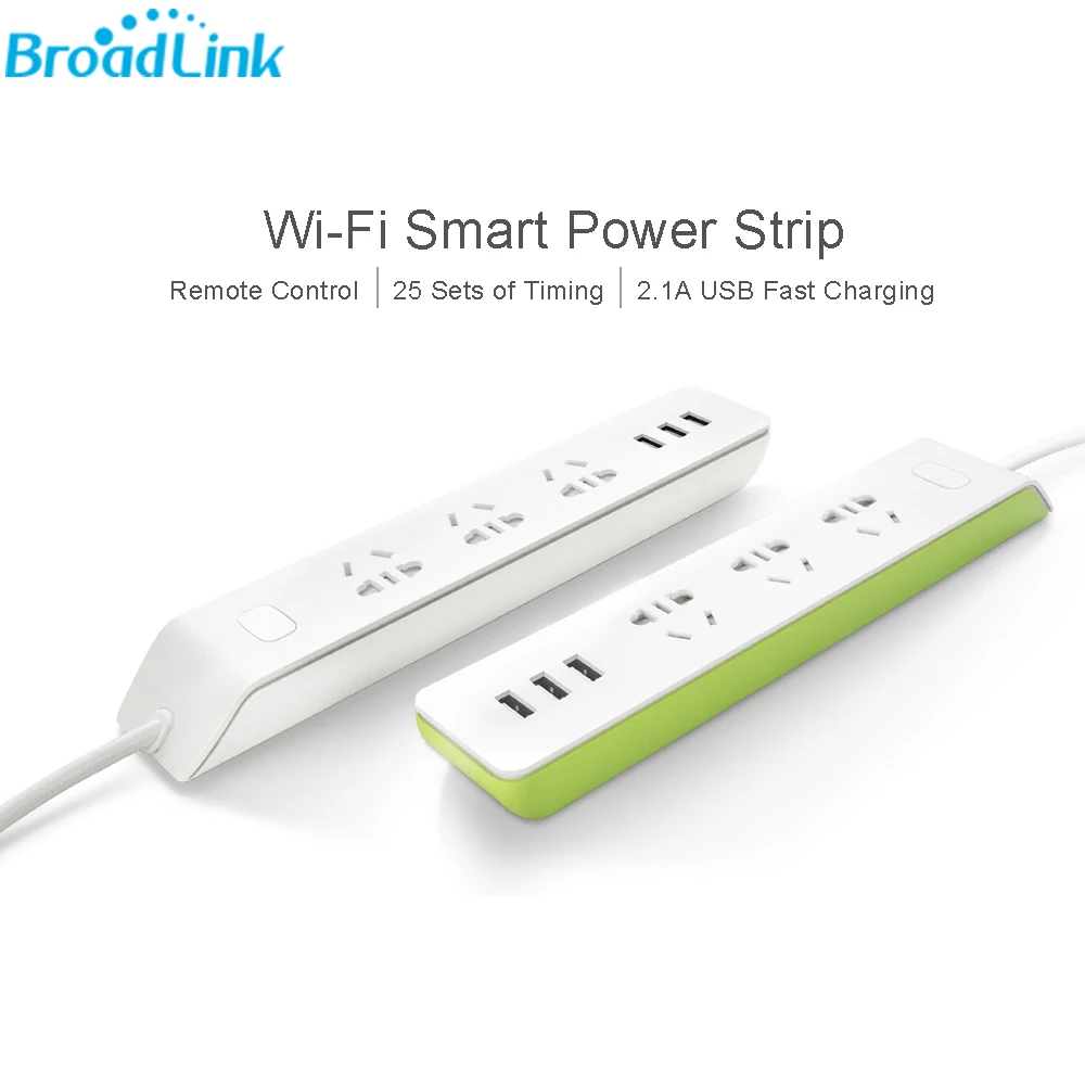 

BroadLink MP2 Smart Power Strip Socket WiFi Remote Control 3-Outlet Power Socket with 3 USB Fast Charging Port 2.1A Smart Home