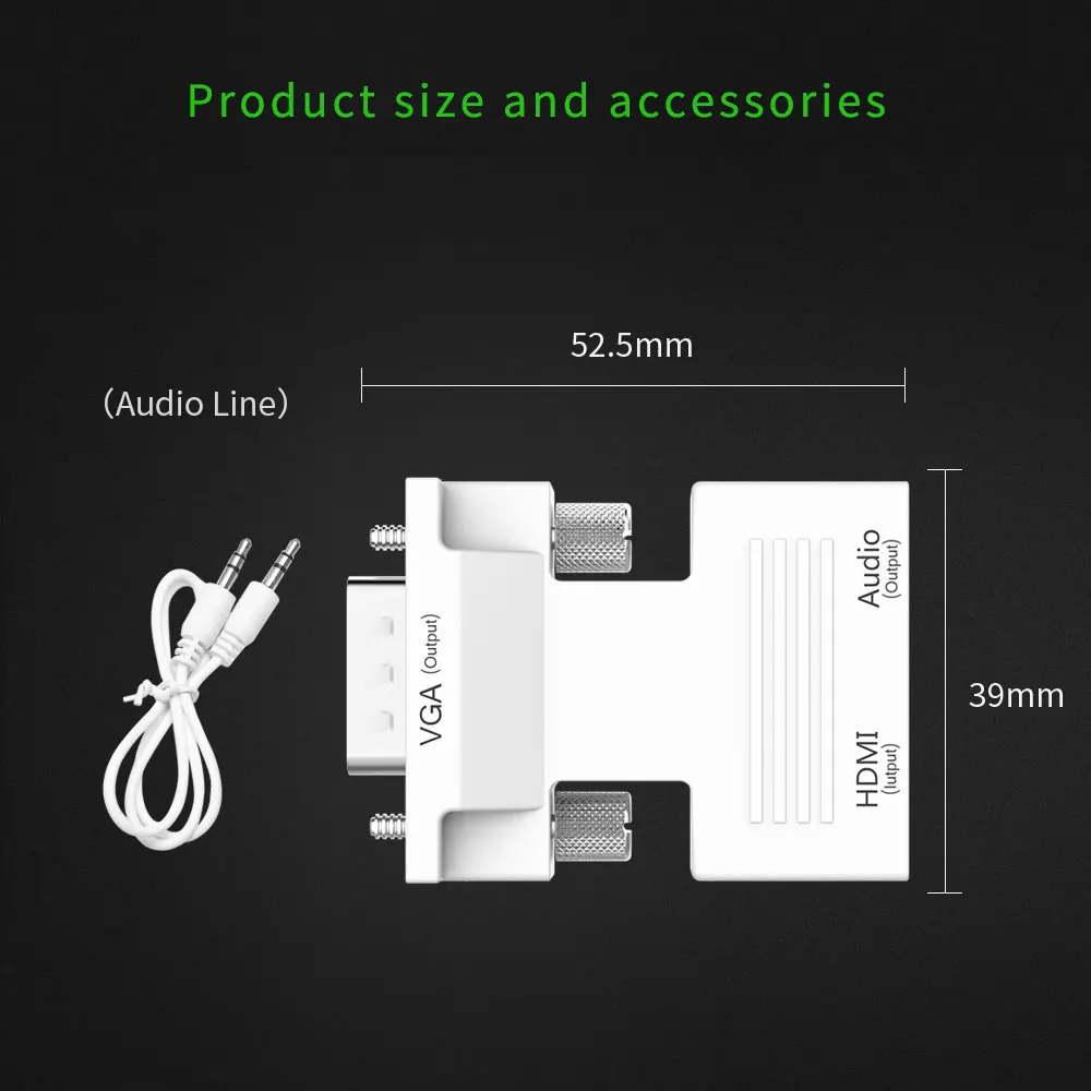 1080P HDMI Женский VGA Мужской видео конвертер с аудио адаптером сигнала HDMI-VGA аудио передачи адаптер для HDTV проектора