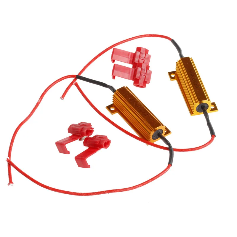 

2Pcs LED DRL Fog Light Load Resistor Canbus 50W 6Ohm Gold Decoder Fast Wiring