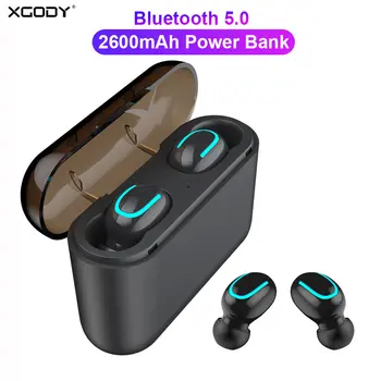 

XGODY Q32P TWS Wireless Headphones Bluetooth 5.0 Earphone Earbuds 2600mAh High Power Bank Charging Box HIFI Bluetooth Headset