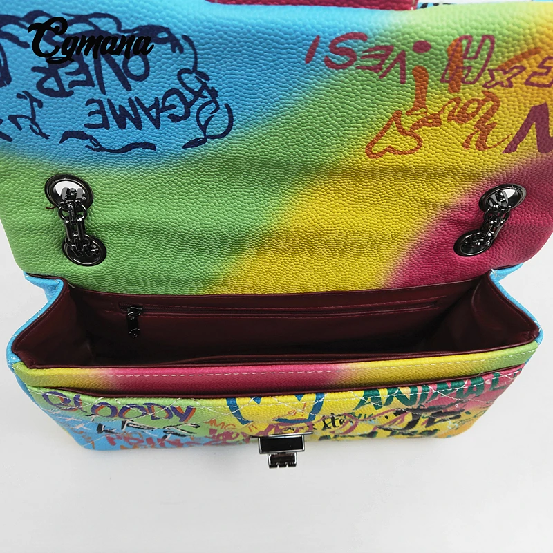 Graffiti Chain Bag For Women 2019 Luxury Women Bags designer Shoulder Bag Fashion Brand Colorful Crossbady Bags sac main femme
