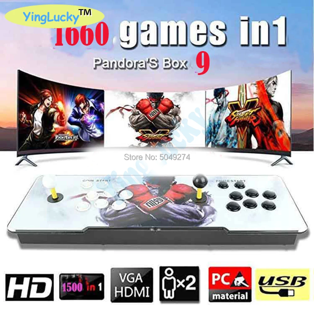  New Pandora Box 9 3D 1660 in 1 Arcade Game iron console 2 Players stick controller console HDMI VGA