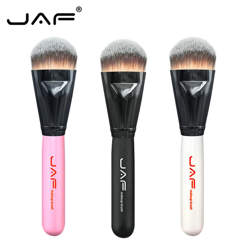 

JAF 1pc New Flat Brush Soft Foundation Contour Make up powder Brush Blush Brush Makeup Comestic tool wooden handle aluminum tube