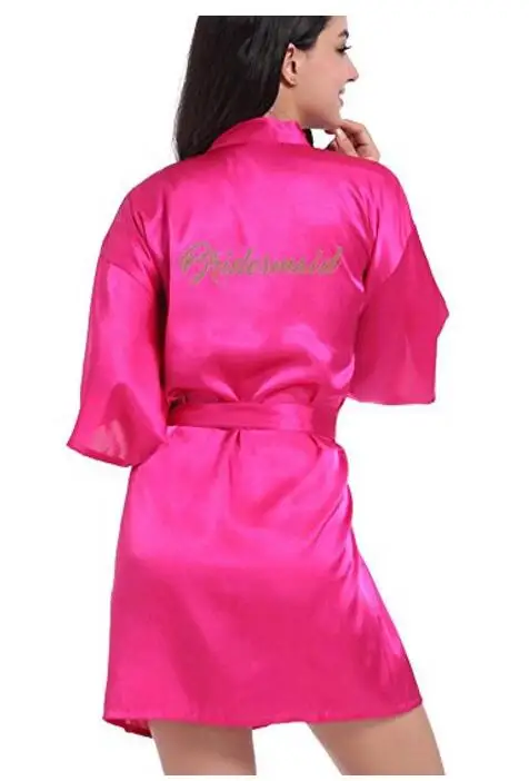 RB91 Модный Шелковый халат для матери с золотыми буквами, сексуальный женский короткий атласный свадебное кимоно, одежда для сна - Цвет: rosered Bridesmaid