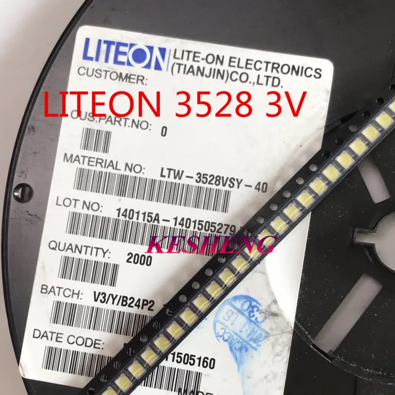 LITEON 2000 шт. светодиодный ЖК-телевизор применение СВЕТОДИОДНЫЙ подсветка Свет Бусины 1,5 Вт 3 в 3528 2835 148LM холодный белый ЖК-Телевизор подсветка световые бусины