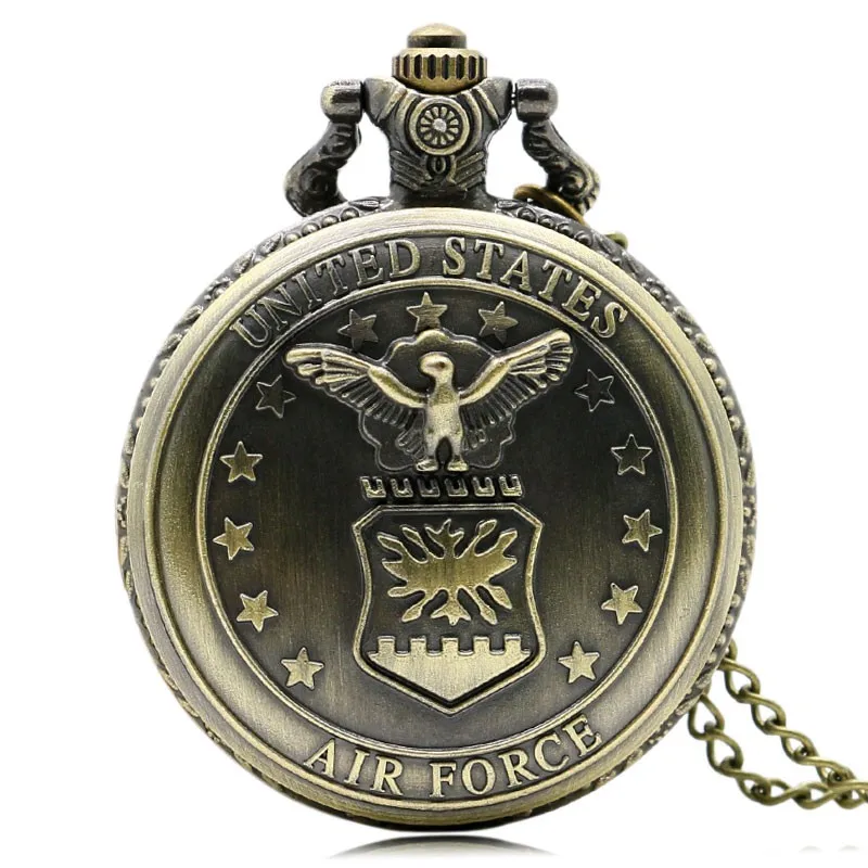 Retro Bronze U.S Department of The Army Navy Airforce Marine Corps Coast Guard 1790 Firefighter Pocket Watch Necklace Chain Gift 2018 (2)