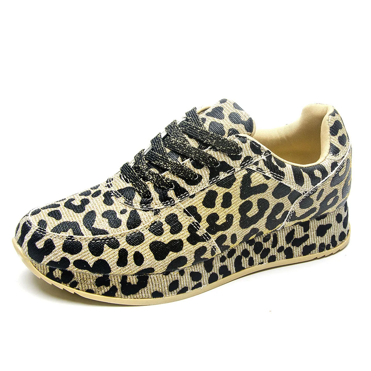 Fujin/большой размер 41; Модные Повседневные кроссовки с леопардовым принтом; обувь для девочек на толстой подошве, визуально увеличивающая рост